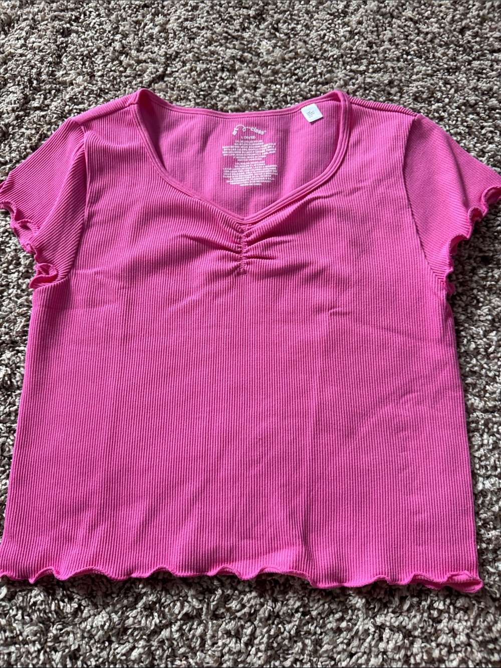 Cat & Jack Hot Pink Ribbed Short Sleeve Tee